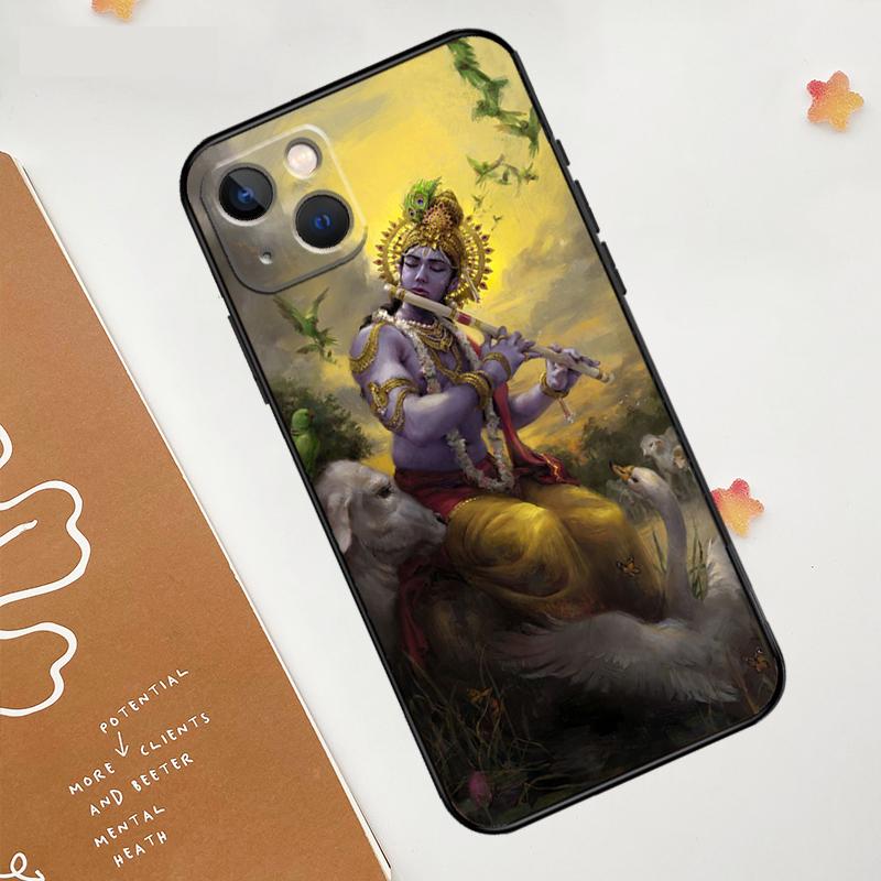Indian God Lord Krishna Case For iPhone 16 15 14 13 12 11 17 Pro Max mini 16e 15 16 Plus 17 Air Funda Cover
