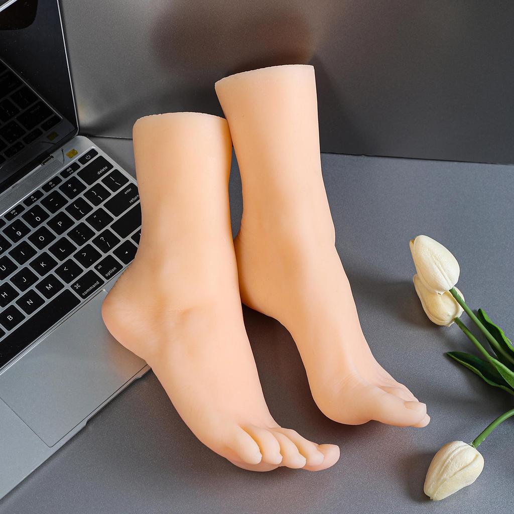 Silicone Mannequin Feet Fetish Female Foot Model Fake Nail Art Display Tassel Bone Ankle Dummy Human Medical 3604
