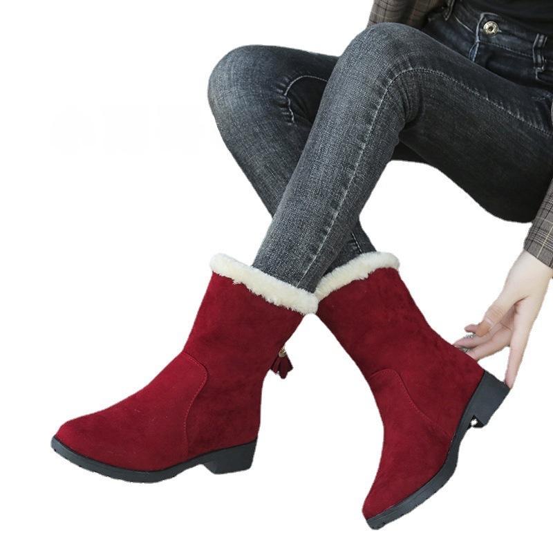 Женские замшевые ботинки Martin 2021 года, осень/зима — короткие, плоские, с круглым носком, с хлопковой подкладкой