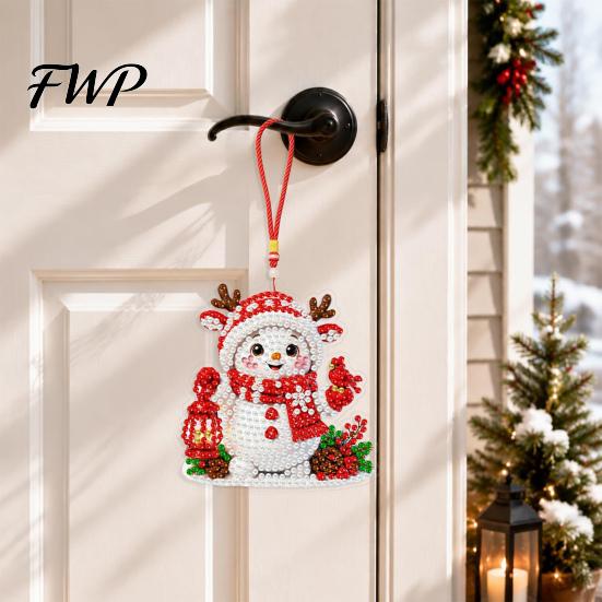Decorative Window Hanging Ornaments 4Pcs Faux Diamond Art Kit for Christmas Tree, DIY Mini Diamonds Painting Creative Hobbies Adults Ornament