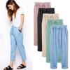 Women's Fashion Cotton and Linen Nine Points Plus Fertilizer To Increase Loose Thin Section Pants