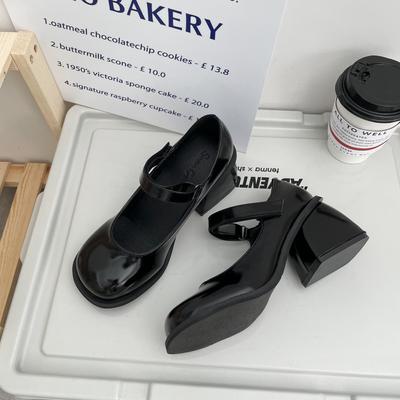 Туфли Мэри Джейн в стиле ретро, ​​женские новые туфли с круглой головкой в ​​японской форме для девочек Jk, маленькие кожаные туфли на высоком каблуке, туфли на толстом каблуке