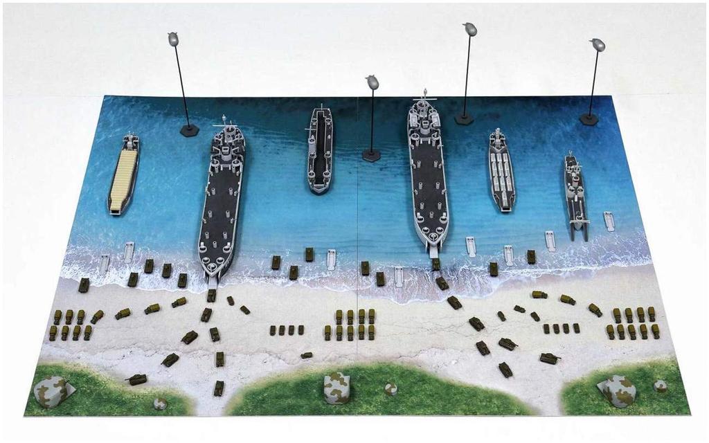 Pit Road SPS Series Декорации высадки в Нормандии во время Второй мировой войны Бумажная основа x 185 мм 2 Пластиковые модели SPS07 1/700 (День Д) (290 шт.)