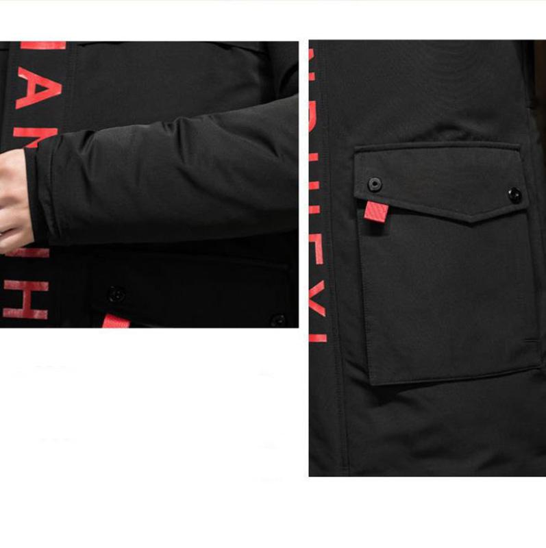 Большой пуховик с меховым воротником, мужская зимняя утепленная хлопковая куртка средней длины с капюшоном, повседневная куртка, теплые пуховики на молнии