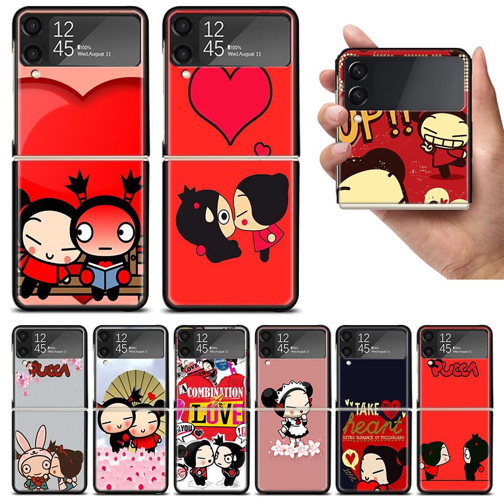 Милый мультяшный чехол Pucca Garu для телефона Samsung Z Flip3 Flip4 Flip5 5G zFlip 4 5 Чехол-ракушка для мобильного телефона Caso Fundas