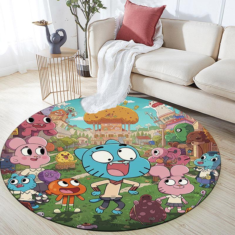 The Amazing World of Gumball pattern round rug,Carpet Rug for Living Room Bedroom Playroom ,Non-slip Floor Mat,Holiday Gifts and Birthday Gifts.