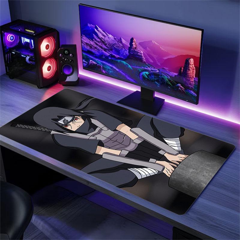Uchiha Sasuke Mouse Pad, Large Gaming Desk Mat, Non-slip XXL Mousepad for Laptop & Tablet, Mini PC Playmat with Stitched Edges