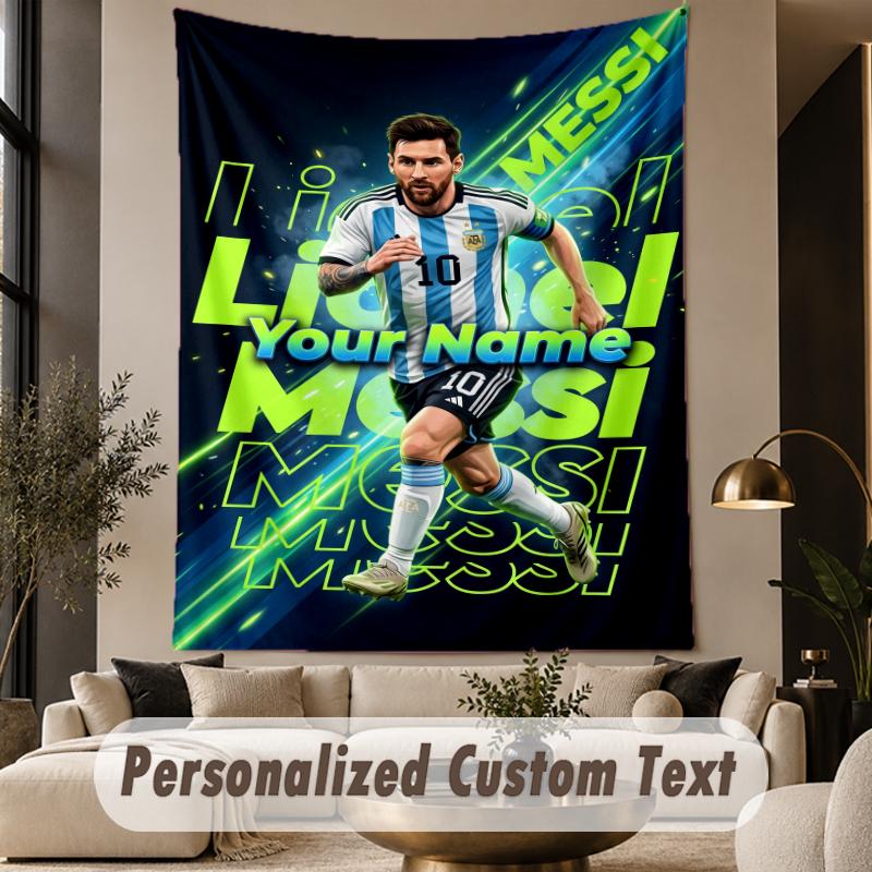 Custom Text Tapestry Lionel Messi Print Wall Tapestry Indoor Living Room Wall Decor
