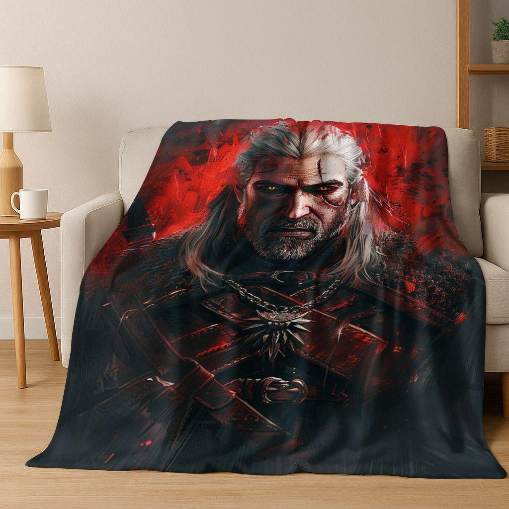 3D The W-Witcher Геральт Игры Мультяшное Фланелевое Одеяло, Теплое и Уютное Мягкое Плед для Дома Спальни Кровати Дивана Покрытие Детский Подарок