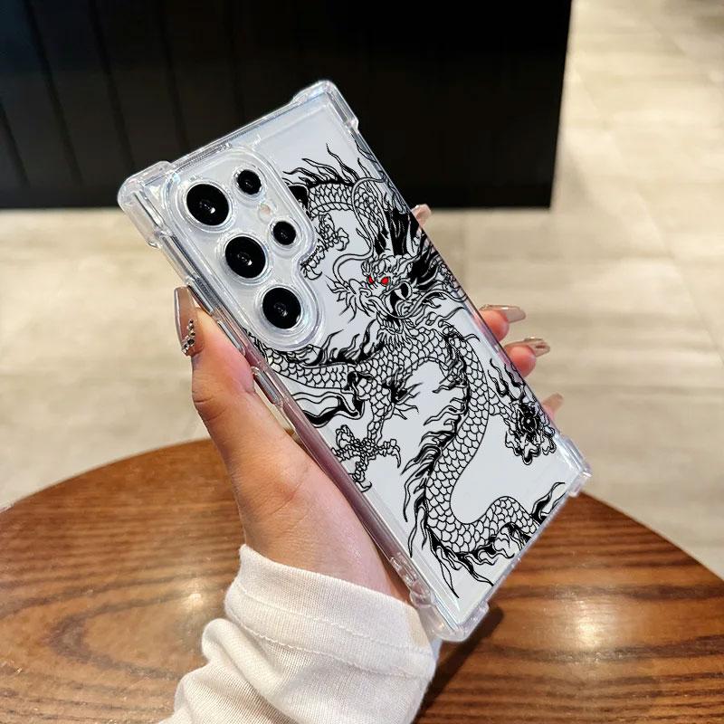 Fashion Dragon Tattoo Pattern Art Phone Case For Samsung Galaxy S25 FE S26 S24 S23 S22 S21 S20 Ultra S26 Plus S25FE Clear Cover
