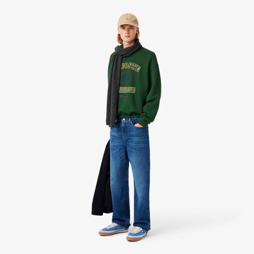 Lacoste Мужская свободная толстовка с большим графическим принтом и круглым вырезом SH5888-55N132