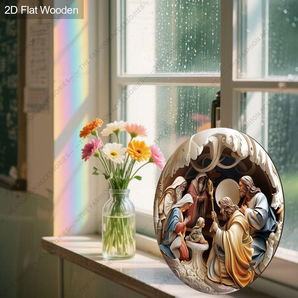 Подвеска «Святая ночь», украшение для стен или дверей дома, плоская деревянная 2D, рождественское украшение, подарки для друзей и семьи