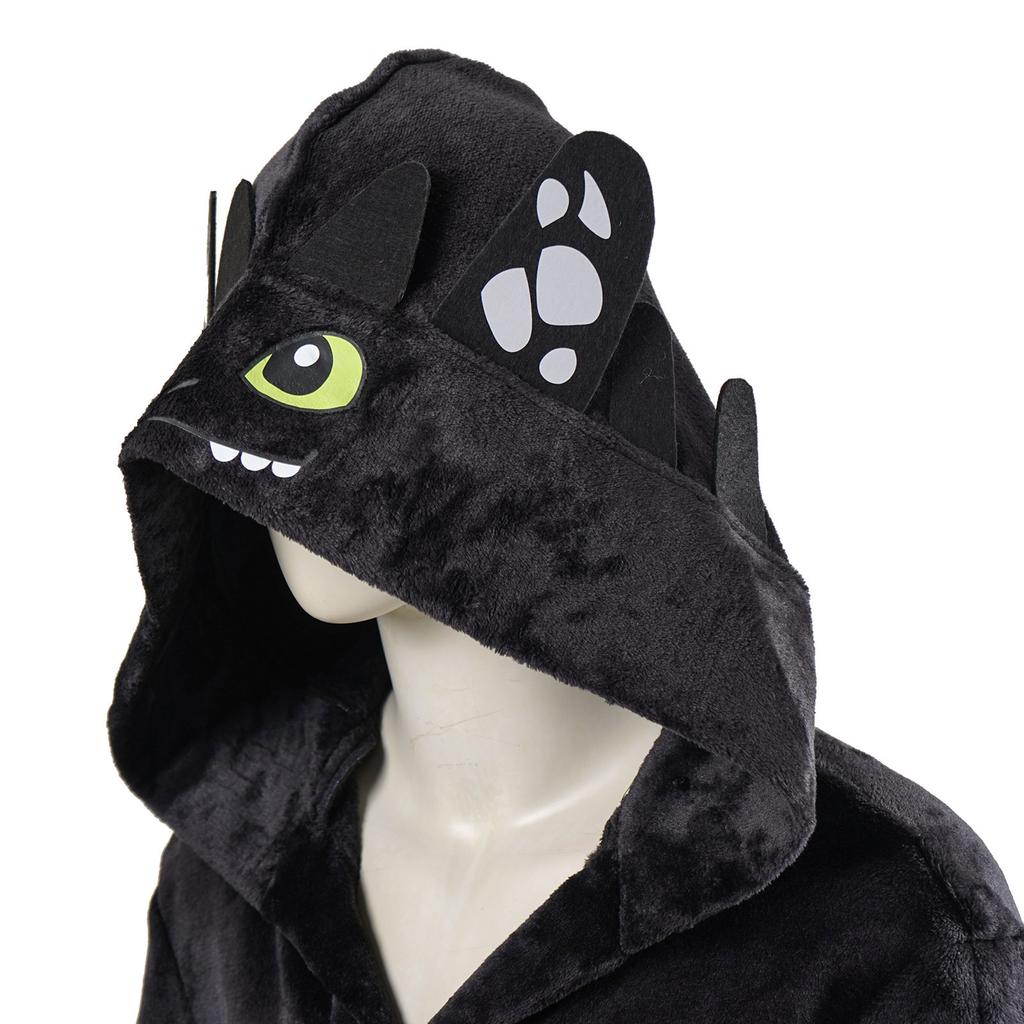 Cute Toothless Dragon Bathrobe with Hood, Soft Plush How To Train Your Dragon Robe, Family Matching Pajamas Cosplay Outfit, Factory Price