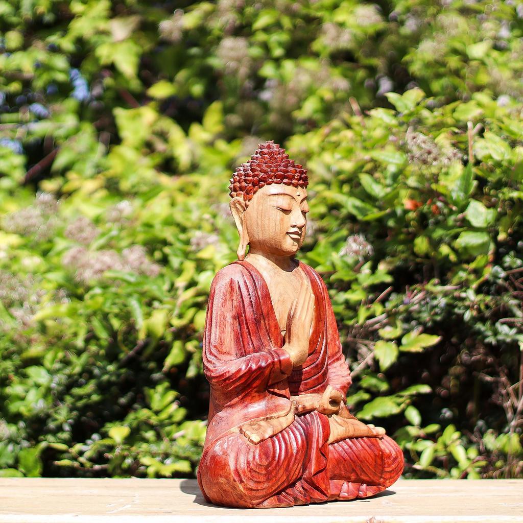 Buddha Statue Hand Carved Wood Teaching Pose 30cm