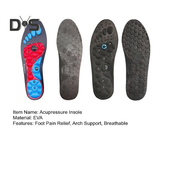 2 Pairs Magnetic Acupressure Insoles Breathable Pain Relief Shoes Inserts Men Women Arch Support Orthopedic Cushioning Heightening Massage Foot Pads