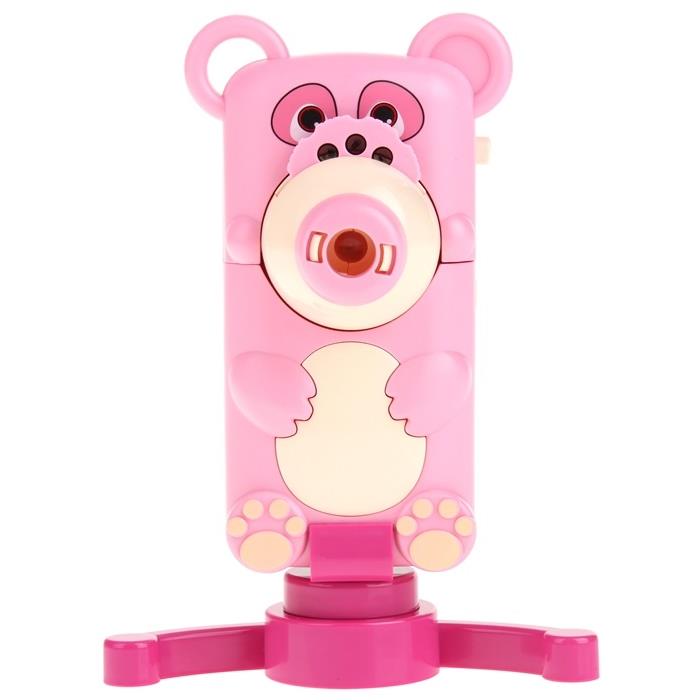 Teddy Bear Projector for Drawing Handy Projector 48 Slides Lanyard Stand - Pink