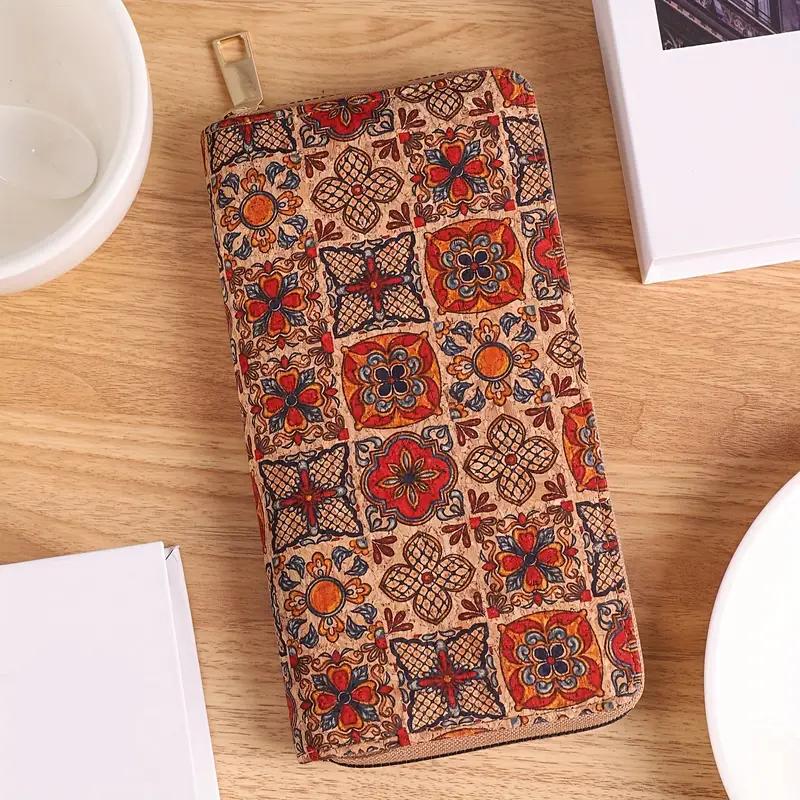 Кошелек в богемном стиле, женский кошелек, персонализированный художественный ретро-кошелек, кошелек с текстурой дерева