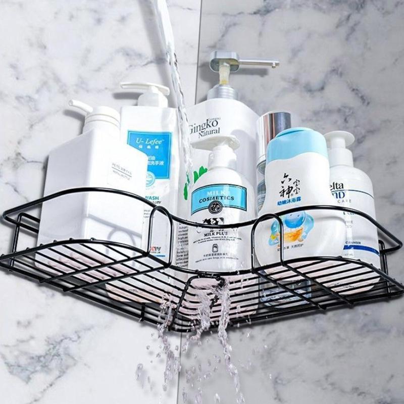 Угловые полки для хранения в ванной комнате, настенная стойка, держатель для шампуня, железная сливная корзина для душа, органайзер без перфораторов, аксессуары для ванной