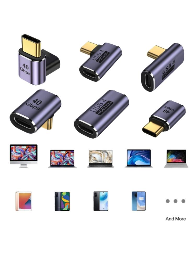 Упаковка из 6 шт. адаптеров-переходников USB4 Type C, преобразователь USB C с поддержкой быстрой зарядки 100 Вт и скорости передачи данных 40 Гбит/с