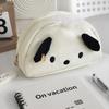 Kawaii Black White Dog Large Capacity Plush Pencil Bag Cute Pencil Cases Pouch Stationery Organizer Holder Gift Prizes
