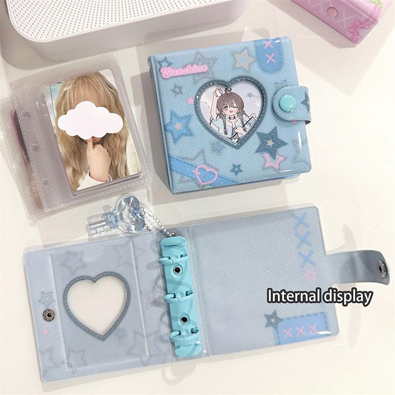 Sweet Lace Denim Style Mini Card Album Portable 3 Inch Photocard Binder Detachable Loose-Leaf Small Card Storage Bag