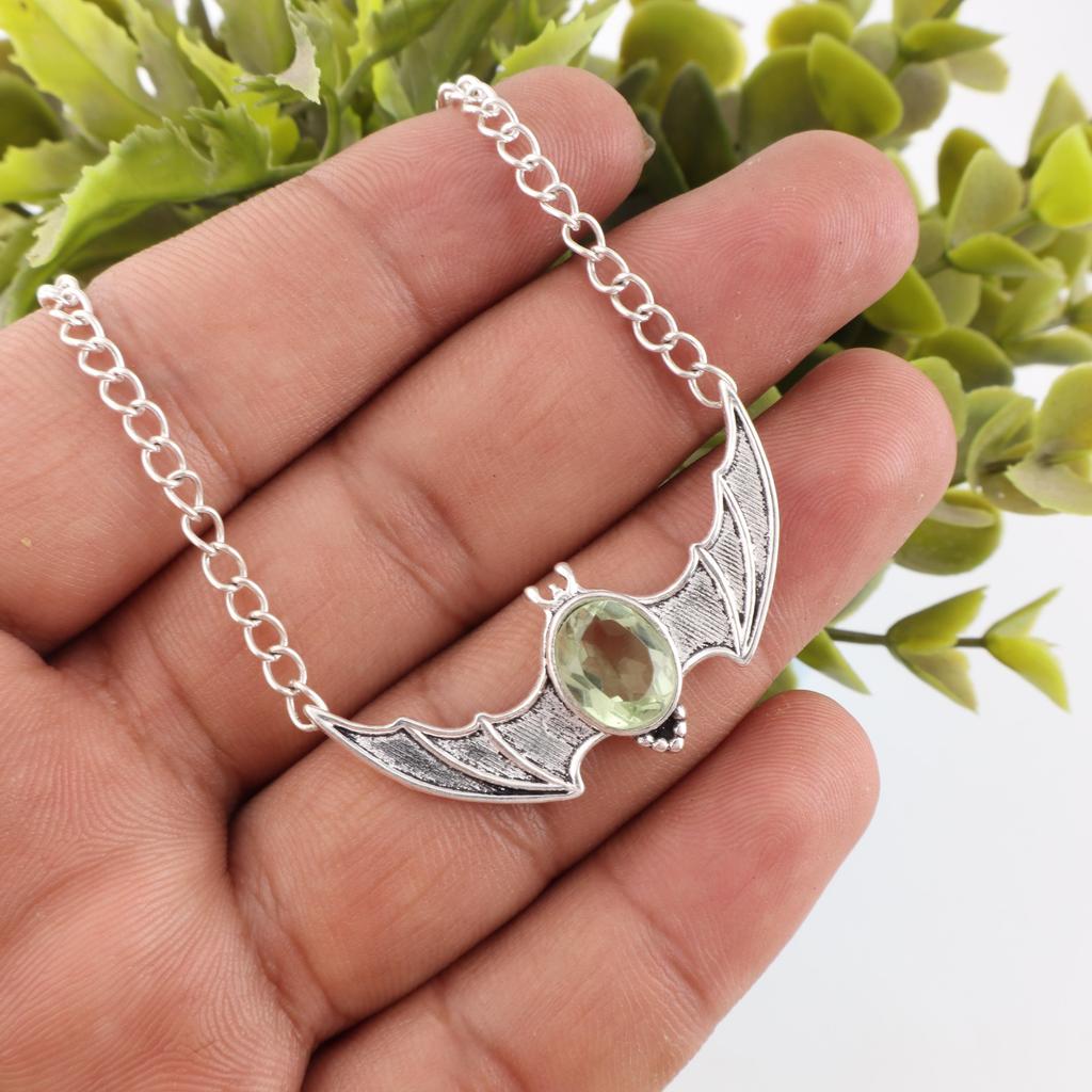 Green Amethyst Gemstone Jewelry, 925 Solid Sterling Silver Pendant, Adorable Amethyst Handmade Pendant Gift For Sister