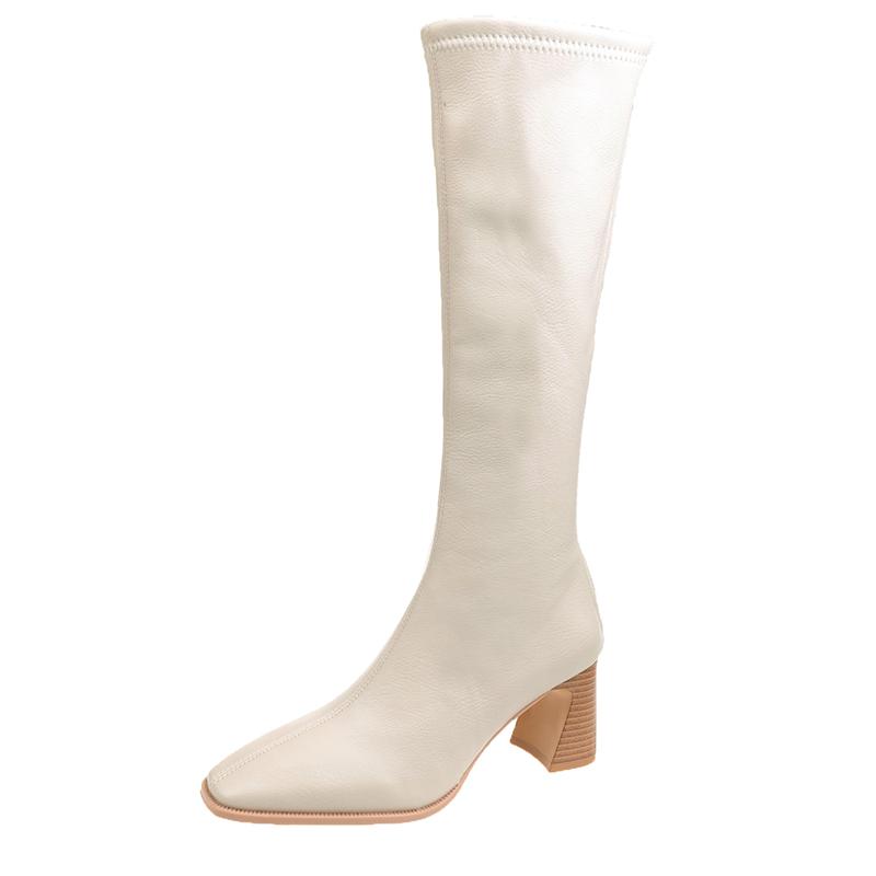 Модные женские сапоги длиной до колена, осень-зима 2024, новые женские сапоги, кожаные сапоги на высоком каблуке, короткие сапоги в стиле панк и ретро для женщин