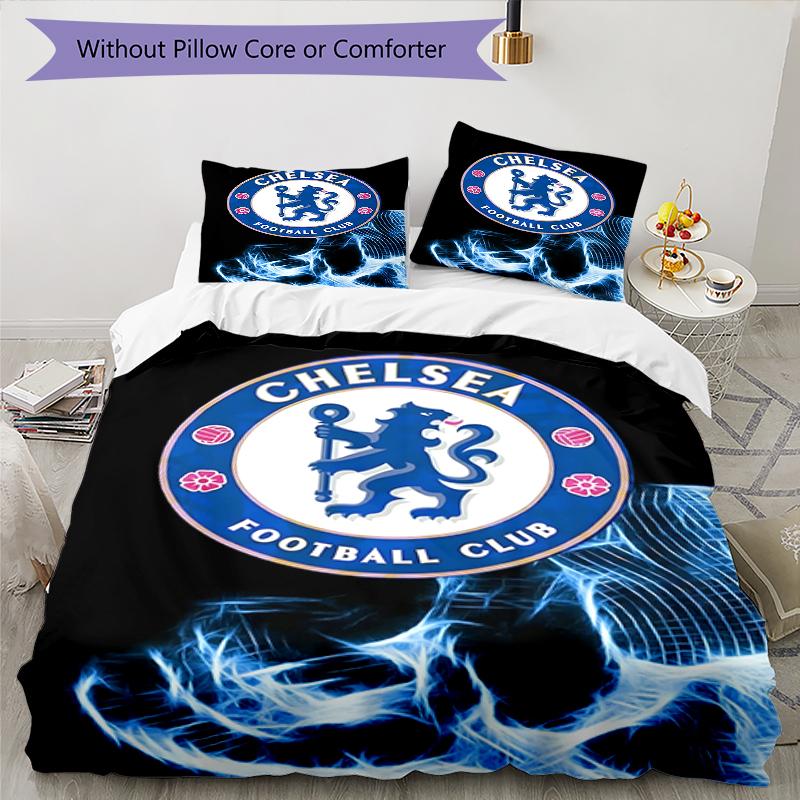 3pcs Football Team (35) Design Cover Set - HD Printed Bedding with 1 Cover and 2 Pillowcases - Perfect for Home and Dorm Decor