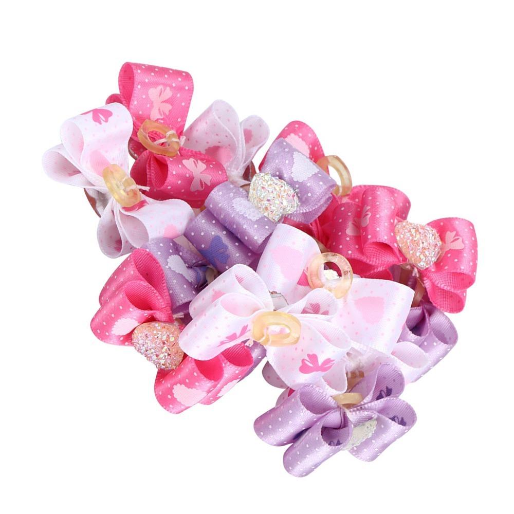 15Pcs Rainbow Ribbon Pet Bow Hair Bows Gradient Tone Gradient Ribbon Bow Pet Hair Arrangement