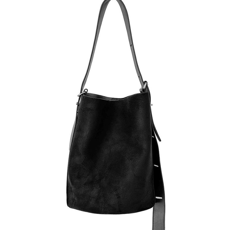 Осенне-зимняя сумка-тоут большой вместимости для студенток, новая замшевая сумка через плечо, простая сумка-ведро для поездок на работу