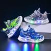 Модная детская обувь Весна Новая Мультяшная обувь для мальчиков Мягкая подошва Детская спортивная обувь Противоскользящая Повседневная обувь для девочек Простая обувь со светодиодной подсветкой