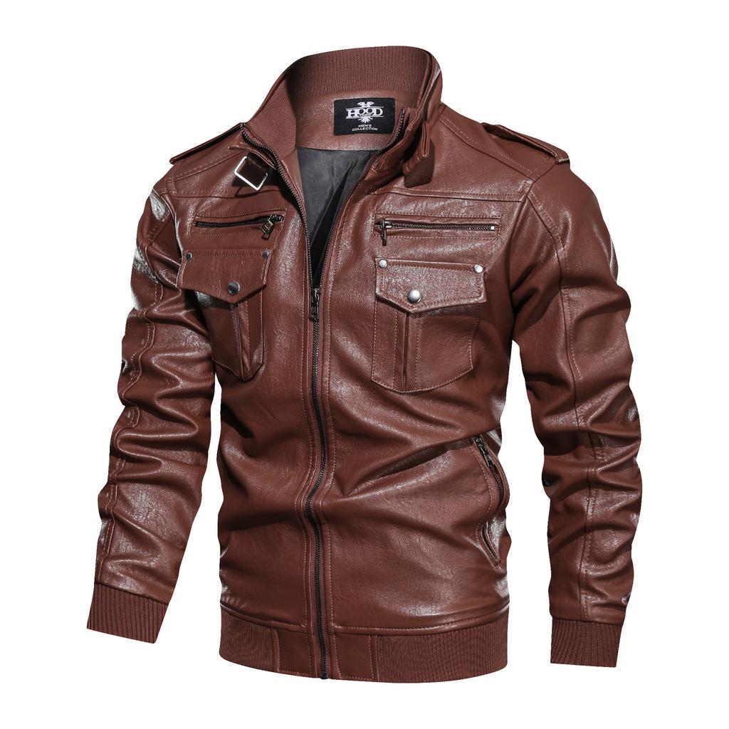 Fashion Bomber Jackets Men Plus Size Leather Motorcycle Coats Zipper Leather Coats Man Biker Jackets