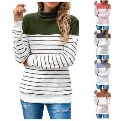 Женская модная полосатая стеганая толстовка в стиле пэчворк с высоким воротом и низом