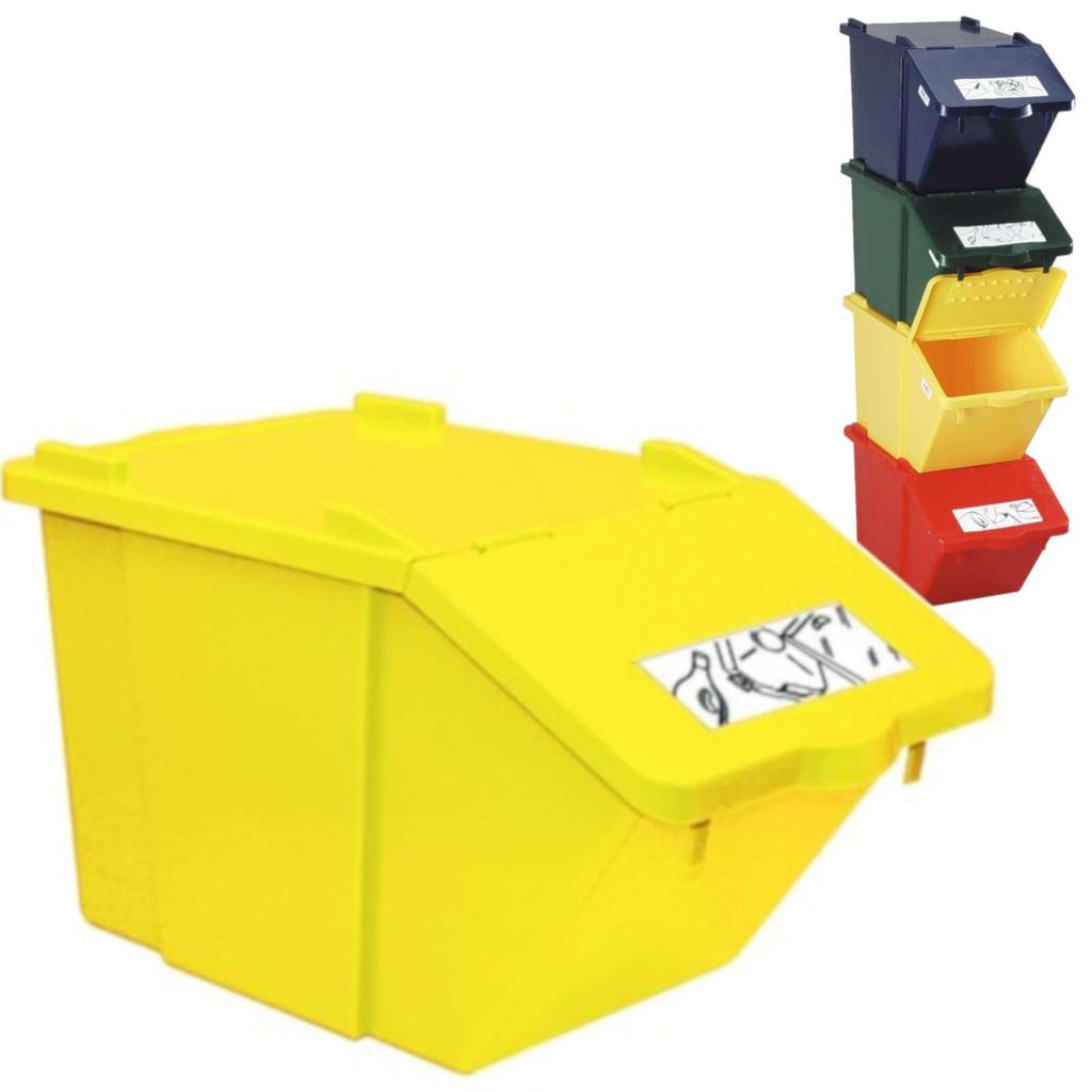 Yellow double-decker waste sorting container 45L