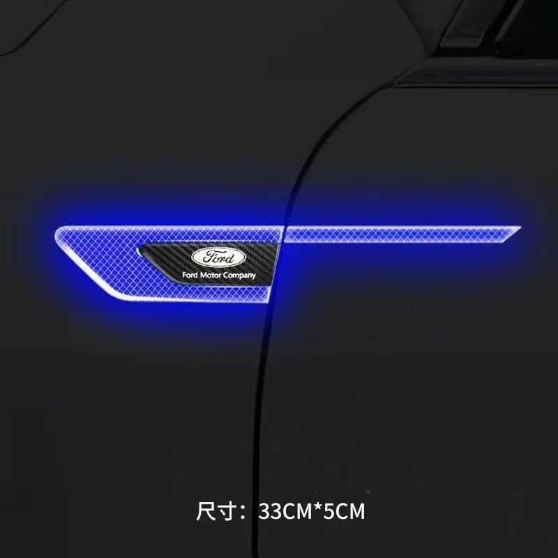 XJGE5 Car Door Reflective Sticker Safety Warning Reflector Tape For Ford ST Fusion Transit Ecosport Exterior Decal Accessories Guard