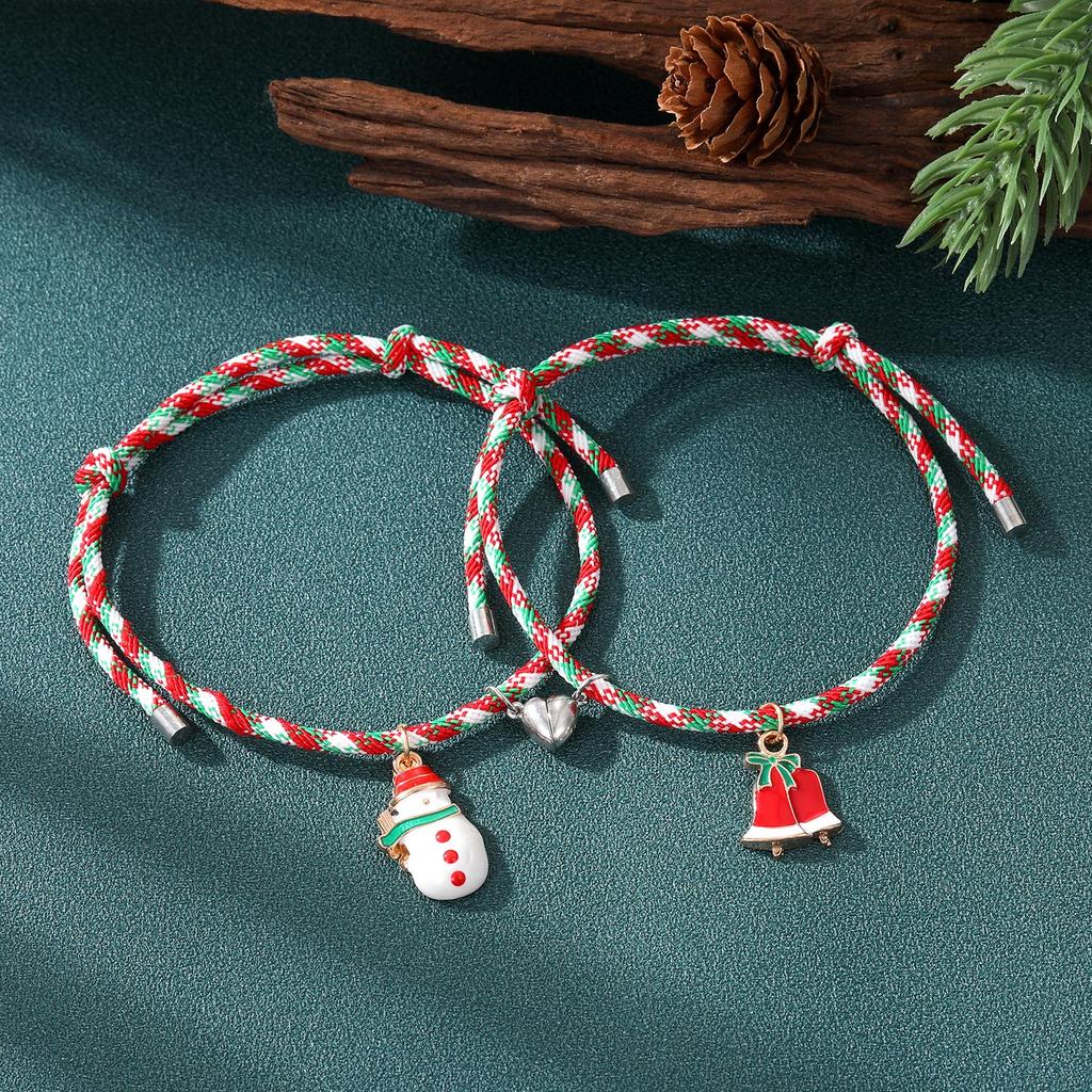Новый Простой Зимний Модный Браслет Для Девочек Снеговик Пончик Подвеска Браслет Рождественский Колокольчик Браслет Из Двух Частей Костюм Санта-Клауса Элегантный Браслет