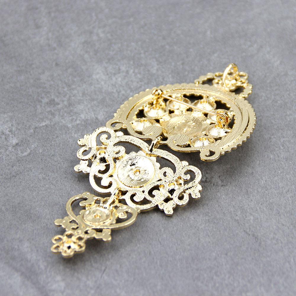 Bohemian Women's Brooch Vintage Flower Pendant Brooch Vintage Gold Color Bridal Jewelry Gift
