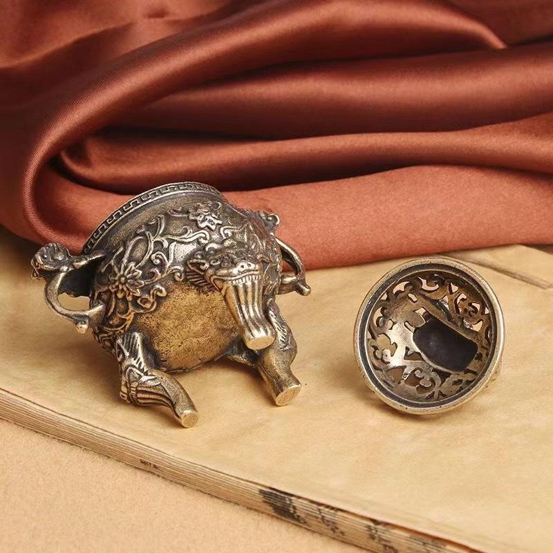 Кирин Фэн-шуй Подставка для благовоний Украшение Статуэтка из чистой меди Богатство Латунный декор Китайский Пи Украшение