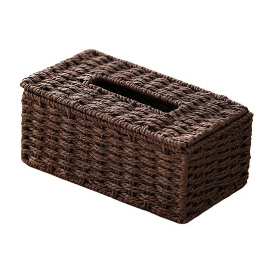 Wicker Tissue Box, Rectangular Decorative Tissue Holder, Increase Capacity Facial Tissue Holder, for Bathroom Living Room Car