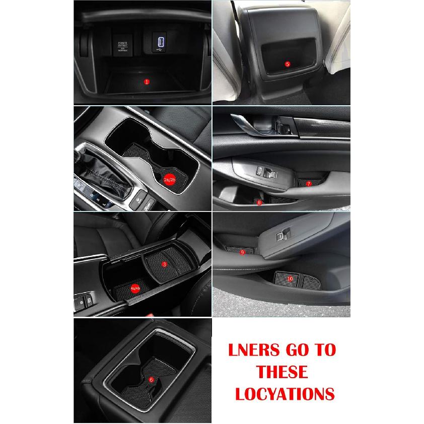 Auovo 17Pcs Anti-Dust Mats For Honda Accord Accessories 2018 Interior Car Cup Holder Erts,Center Console Liner,Door Pocket Liner Mat(Black)