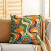 Groovy Retro Flowers Cushion Cover Silky Short Plush Invisible Zipper Dustproof Sofa Pillow Case For Home Decor