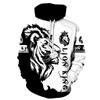 Fashion Men's Sweatshirt New Men's Lion Print Autumn and Winter Long Sleeve Hoodie Top