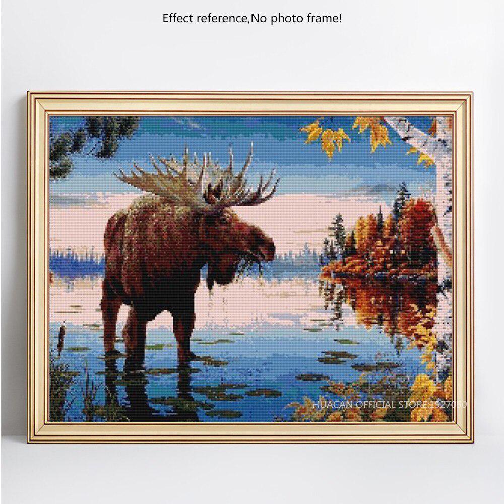 Diamond Painting Full Round Moose Diamond Mosaic Animal Diamond Embroidery