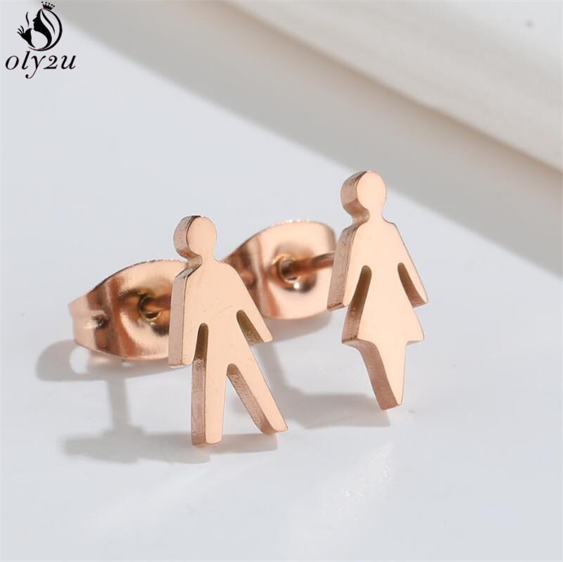 Asymmetry Stainless Steel Key Lock Earring for Women Rabbit Carrot Piercing Jewelry Girls Earrings Gifts Accessories