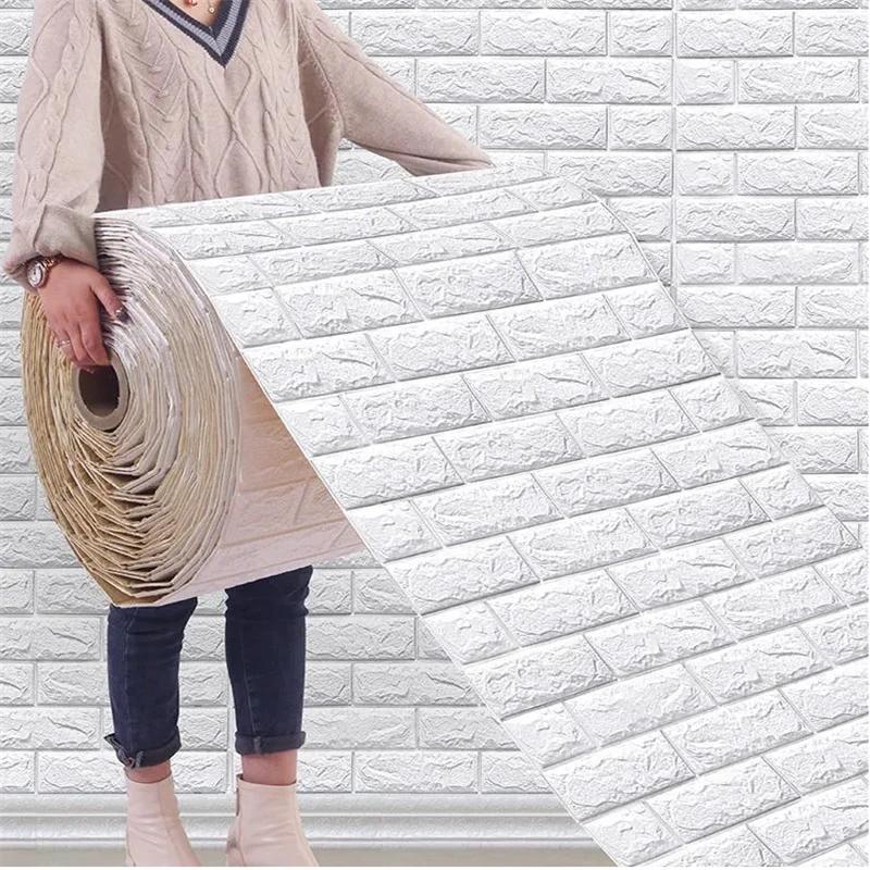 70x1000cm 3D Brick Wall Stickers DIY Decor Self-Adhesive Wallpaper For Kids Room Bedroom Kitchen Home Wall Decor