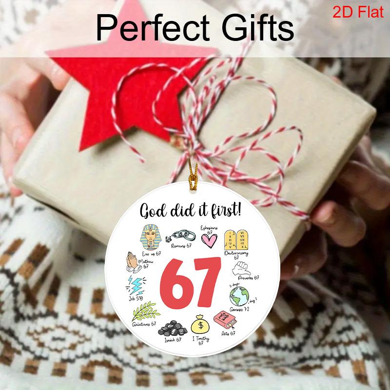 Юмор Бог Сделал Это Первым 67 Религиозный Акриловый Орнамент Библейский Стих Подвесное Украшение Подарок для Христиан Друзей Семьи