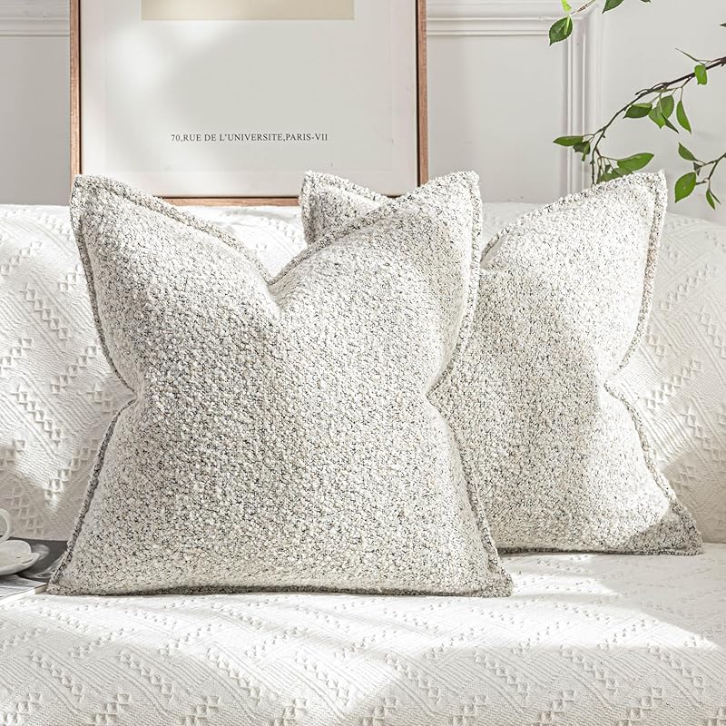 Декоративные наволочки для диванных подушек 18x18 дюймов для дивана, гостиной, кровати, дивана, фермерского дома, бохо, домашнего декора, набор из 2 штук, мягкие текстурированные букле, акцент, роскошь