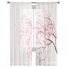 Cherry Blossoms Tree Branches Pink White Chiffon Sheer Curtains for Living Room Bedroom Decoration Window Voiles Tulle Curtain