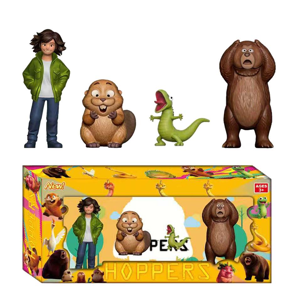 8Pcs Pixar Hoppers Beaver Transformation Plan Action Figures Cute Cartoon PVC Model Toy Gift for Kids
