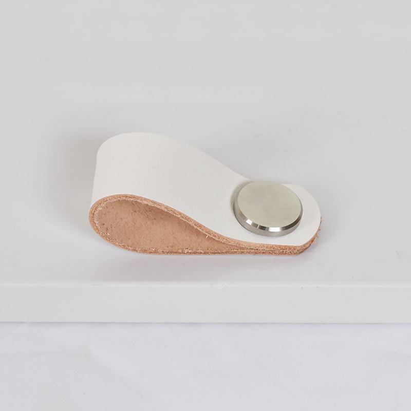 Nordic style Kitchen Furniture Handles Cabinet Pulls Closet Cupboard Wardrobe Door Knobs Thickening Leather Drawer Handle Silver